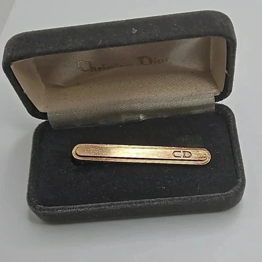 Christian Dior Rose Gold Tone Tie Bar with box